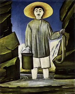 Pirosmani: Man Holding Up Fish