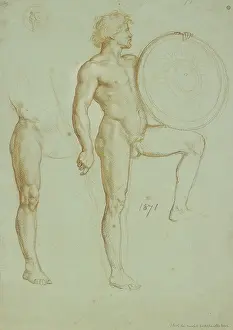 The Ashmolean Museum: Man holding a Spear and and a Shield, and a Study of a Leg