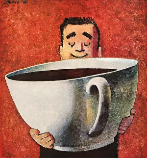 Brew: Man and Huge Coffee Cup