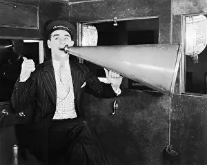 Megaphone: Man with huge megaphone