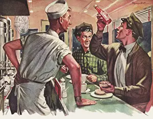 Pastimes: Man inspects Ketchup Bottle