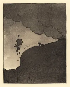 Nouvelles: A man jumping off a cliff in a dark night