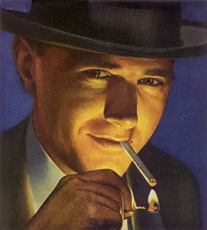 Fedora: Man Lighting Cigarette