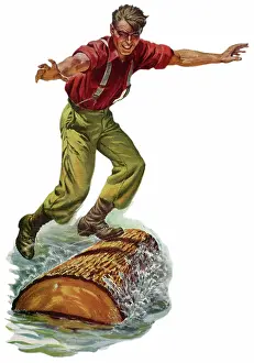 Grins: Man Log Rolling