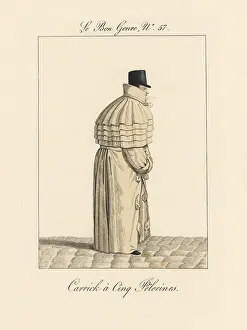 Cinq: Man in long carrick coat with five pelerines or capes