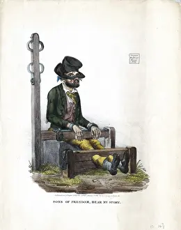 1834: Man, looking as if he has been in a drunken brawl