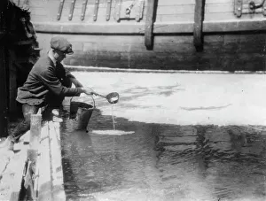 Paraffin: A man makes ice by paraffin for a