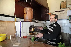 Samovar: Man making mint tea, Tetouan, Morocco