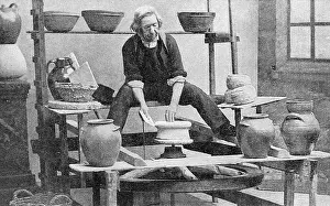 Breton: Man making pottery, Quimper, Brittany, Northern France