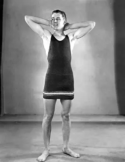 Modelling: Man modelling a one-piece swimsuit