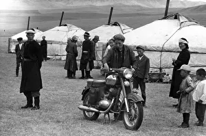 Stovepipe: Man with motor cycle, Bayanchandmani, Mongolia