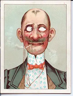 Moveable: Man with moustache on a movable greetings card