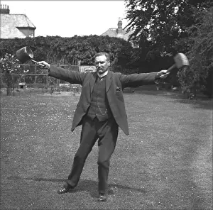 Man with pan and mallet