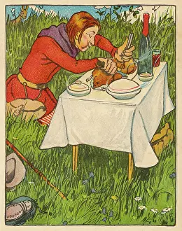 Picnics: MAN WITH PICNIC TABLE