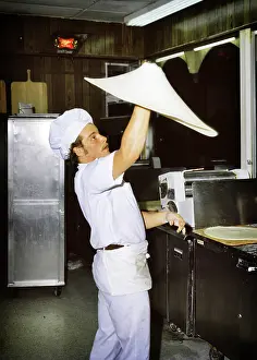 Man a Pizza Maker Throwing Spinning Tossing Dough