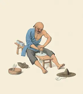 Man Polishing Crystals