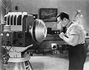 Invent: Man posing for sc -fi camera
