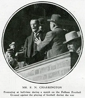 Cowardly: Man protesting against playing of football during WW1
