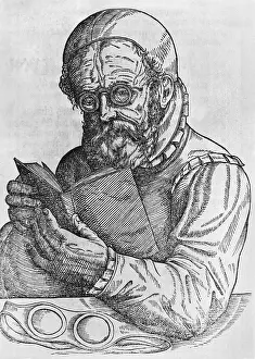 Impairments: A man reading with the aid of spectacles ?