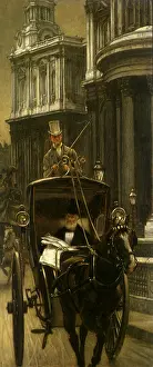 Tissot: Man Rides in Carriage, by Tissot