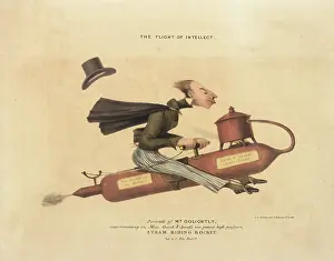 Quick: Man riding on a steam rocket