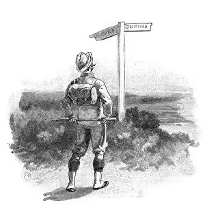 Contemplates: Man at a Road Sign
