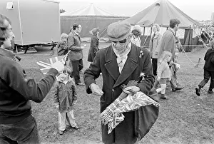 Man selling Union Jack flags at fete