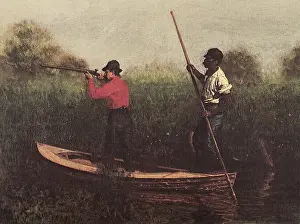 Eakins: Man Shooting Waterfowl Standing in Canoe