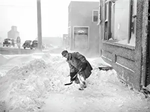 Shoveling: Man, shoveling, snow, winter