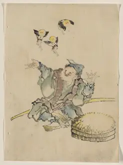Disks: A man, sitting on the ground, is wearing several layers of c