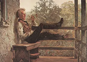 Blackwell: Man Sitting on His Porch with Corn Cob Pipe