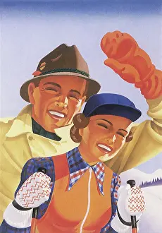 Devote: Man and Skiing Woman