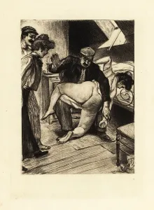 Sadomasochism: A man spanking the exposed buttocks of a woman