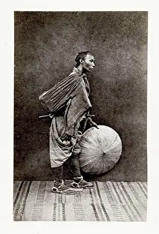 Renjo: Man with sword and straw hat, Japan