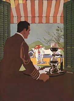 Awning: Man with Tray of Coffee