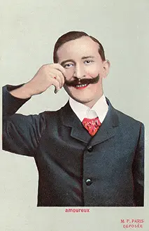 Moustaches: MAN TWIRLS MOUSTACHE
