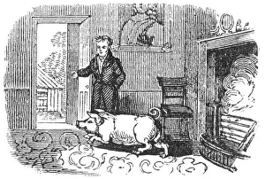 May17: Man ushering a pig out of his house, c. 1800