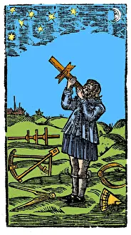 Sextant: Man Using Navigational Instruments