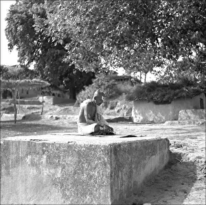 Ganges: Man at Varanasi, River Ganges, India