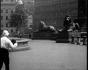 Heatwave: A Man Walking Across Trafalgar Square, London