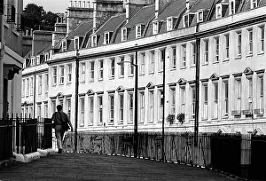 Striding: A man walks briskly along The Paragon in the centre of Bath