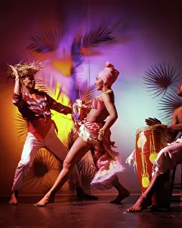 Afro Caribbean: Man Woman Dancing to Calypso Conga Drum