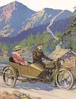 Clipart: Man, Woman with Motorcycle
