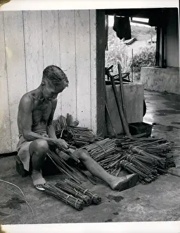 Cures: Man at work in leprosy settlement, Sarawak