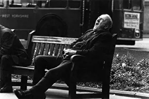 Yawns: Man yawning on a bench in West Yorkshire