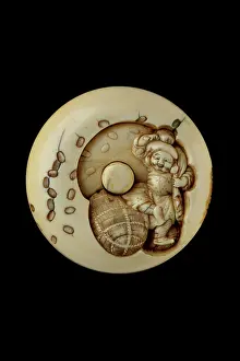 Scattering: Manju netsuke - Daikoku scattering coins for Ebisu