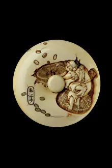 Scattering: Manju netsuke - Daikoku scattering coins for Ebisu