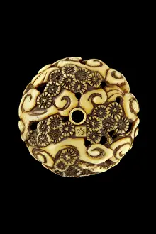 Benten: Manju netsuke - The Goddess Benten, riding a dragon