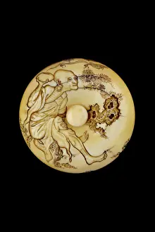 Conjuring: Manju netsuke - Handaka Sonja conjuring up a dragon