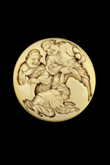 Brigands: Manju netsuke - Kanshin crawling through a brigands legs